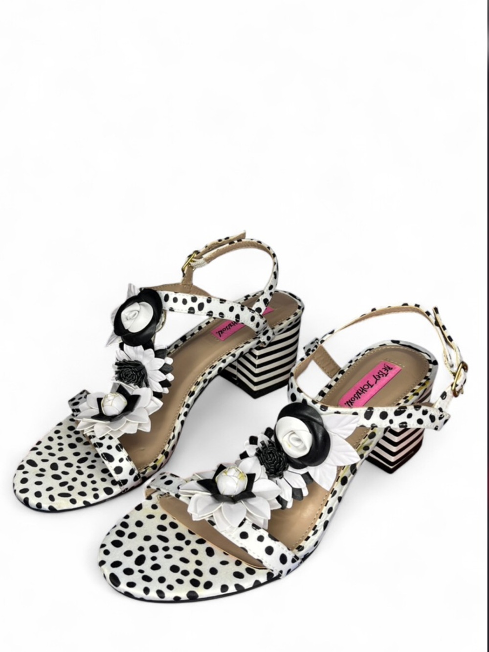 BETSEY JOHNSON Adde Polka Dot  Floral Dress Sandal Women size 7.5 Shoes Casual - Picture 3 of 11
